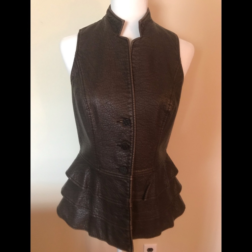 Brown Faux Leather Vest size Small